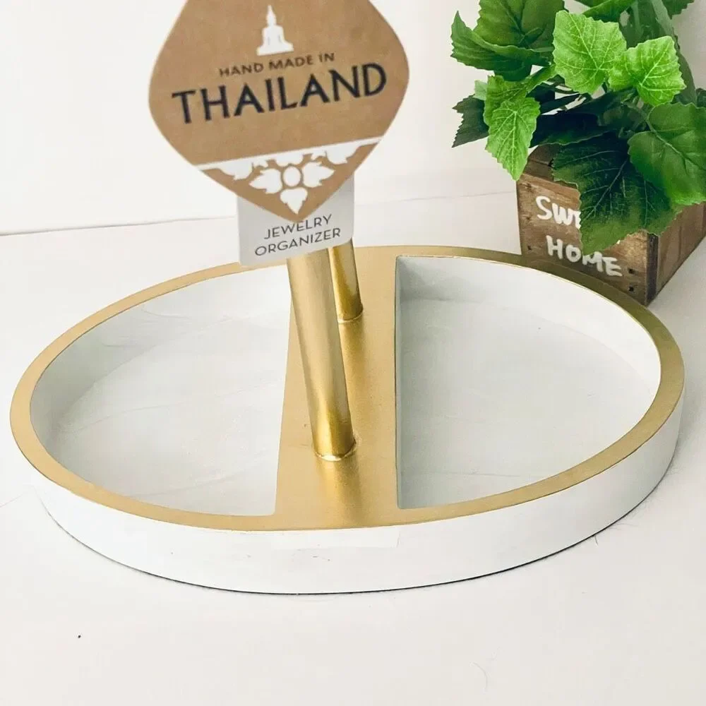 NWT Made in Thailand Gorgeous 15” Tall jewelry 2 rods Oval Tray holder Organizer
